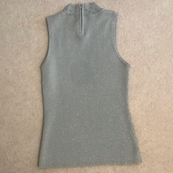 Cache silver sleeveless sweater top Small sparkle - Picture 4 of 4